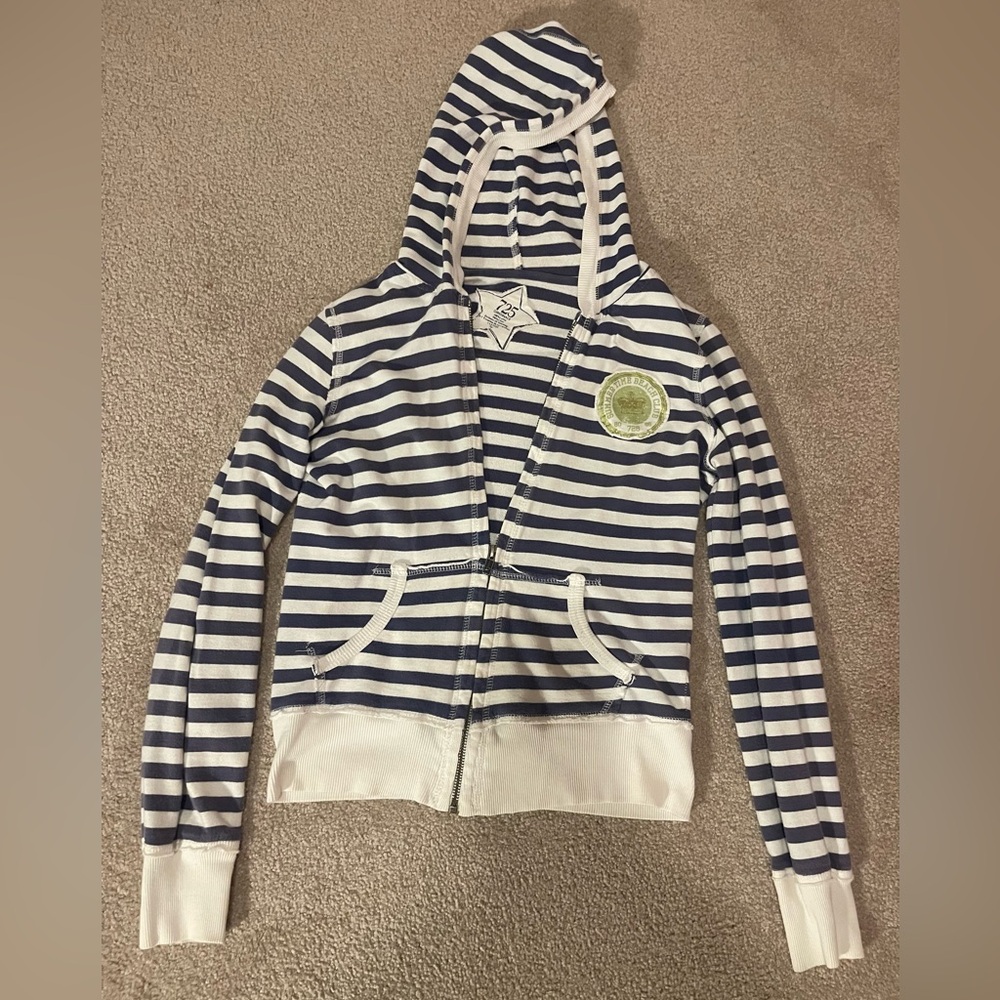Striped Blue and White hoodie, 725 originals, summertime beach club